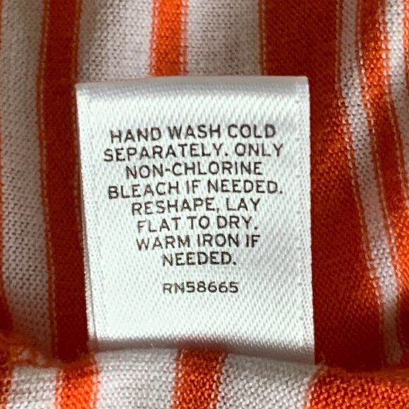 Sejour Stretch Knit Striped Top Plus Sz 3X Orange & White #112B - Picture 7 of 7